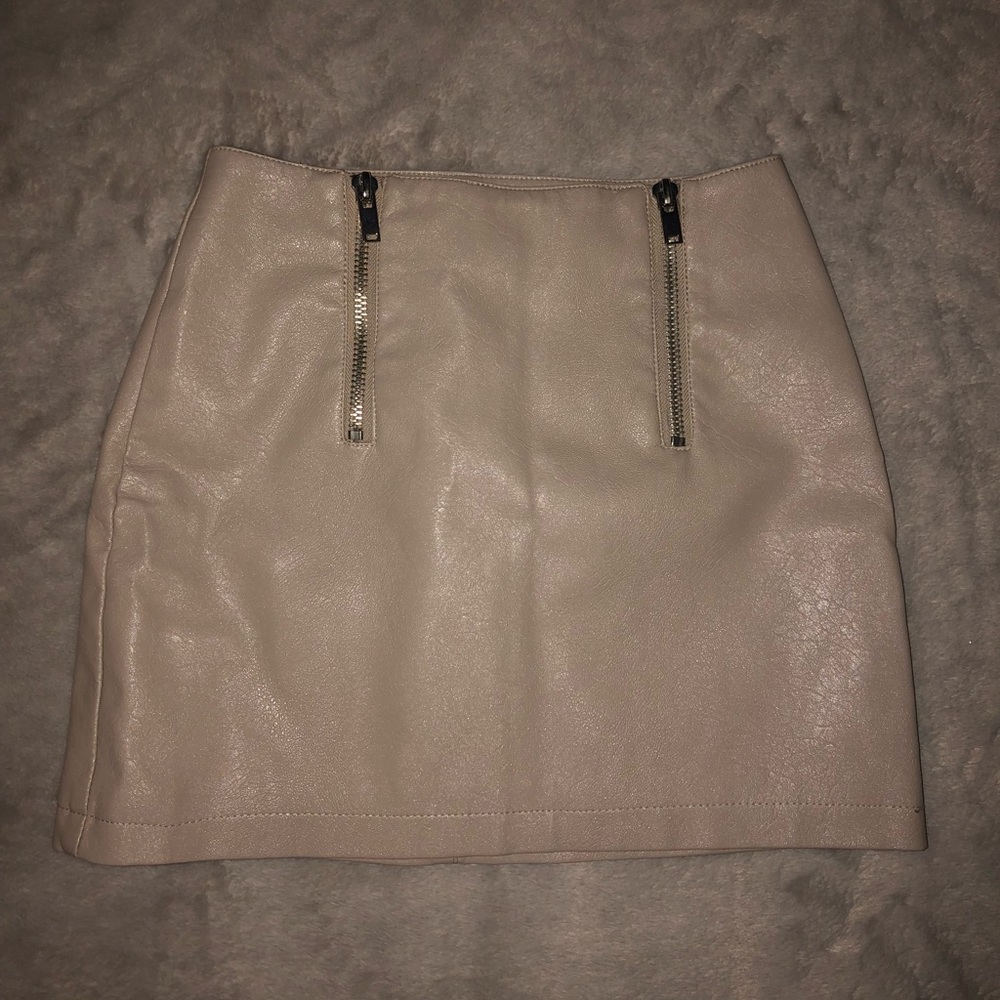 Tan leather skirt